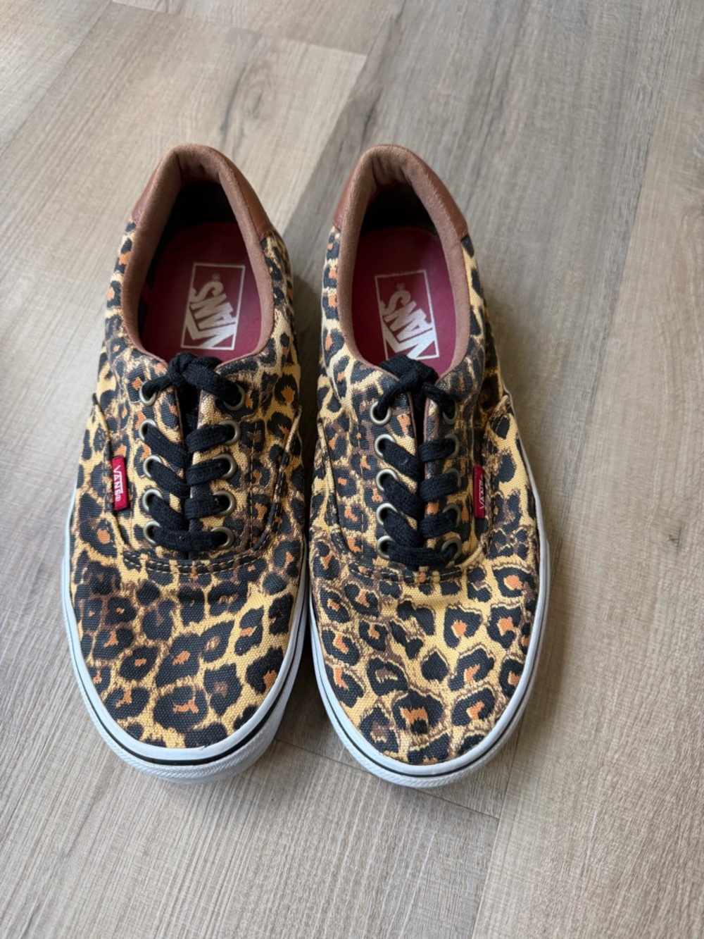 Vans Leopard Print Canvas Sneakers - Brown/Black/Tan